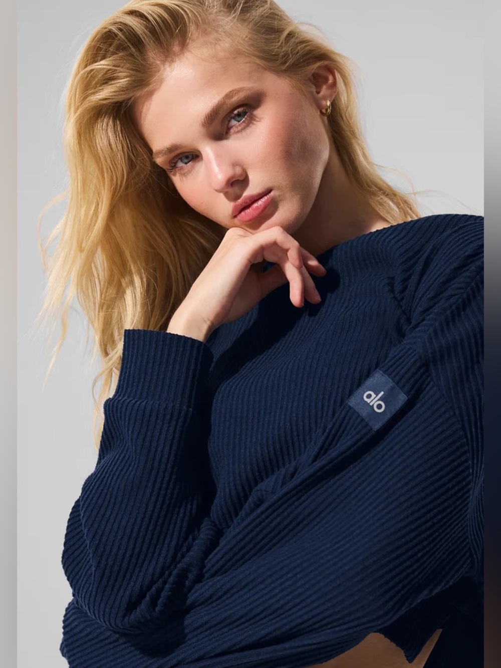 ALO Yoga Navy Muse Hoodie Sweater Brand New Never Worn